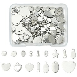 Нержавеющая Сталь Цвет 160 шт. 16 стили 304 цепные язычки из нержавеющей стали, разъемы удлинителя цепи, разнообразные, цвет нержавеющей стали, 5~13x3~14x0.4~3 мм, отверстие : 0.8~1.6 мм, 10 шт / стиль