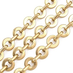 Настоящее золото 18K 201 Плоские круглые звенья цепей из нержавеющей стали, ионное покрытие (ip), несварные, с катушкой, реальный 18 k позолоченный, ссылка: 8x1.5мм и 8x5x2мм