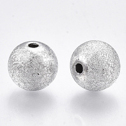 Silver Plating Acrylic Beads, Textured, Round, Silver, 10x9mm, Hole: 2mm, about 940pcs/500g