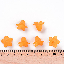 Orange Transparent Acrylic Beads, Frosted, Flower, Orange, 17.5x12mm, Hole: 1.5mm, about 770pcs/500g