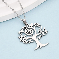 Нержавеющая Сталь Цвет 304 подвесные из нержавеющей стали ожерелья, дерево, не тускнеет, цвет нержавеющей стали, 17.72~18.11 дюйм (45~46 см)