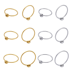 Золотой & Цвет Нержавеющей Стали 12 шт. 6 стили 304 кольцо из нержавеющей стали с оправой для страз, золотые и нержавеющая сталь цвет, лоток : 2.8 мм, 1.2 мм, внутренний диаметр: 16.5~18.2 мм, 2 шт / стиль