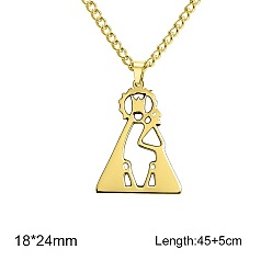 Golden 304 Stainless Steel Hollow Religion Virgin Pendant Necklaces, Golden, 17.72 inch(45cm), pendant: 18x24mm