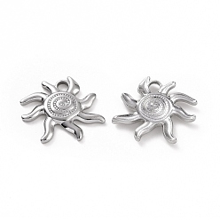 Нержавеющая Сталь Цвет Не тускнеющие 304 подвески из нержавеющей стали, очарование солнца, цвет нержавеющей стали, 19x20x2.5 мм, отверстие : 3 мм