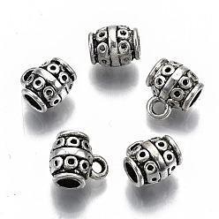 Античное Серебро Поручни из сплава в тибетском стиле, петля под залог, бейлы, баррель, без кадмия и без свинца, античное серебро, 10x8.5x7 мм, отверстие : 1.8 мм, внутренний диаметр: 3.5 мм, Около 900 шт / 1000 г