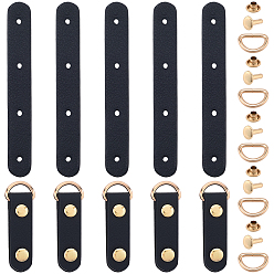 Черный 5 пряжки из искусственной кожи для сумок, с винтами и d-кольцами, для расходных материалов для изготовления кошельков, золотой свет, чёрные, 9.5x1.2 см