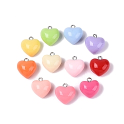 (52) Непрозрачная лаванда Непрозрачные подвески смолы, шарма сердца, с платиново-железными петлями, разноцветные, 17~18x16.5x10 мм, отверстие : 2 мм