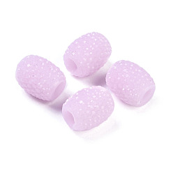 Бледно-Розовый Бусины европейского желейного цвета из непрозрачной смолы, большие отверстия баррель бисером, в форме ведра, розовый жемчуг, 15x12.5 мм, отверстие : 5 мм