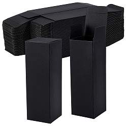 Черный Бумажные коробки для хранения подарков, Картонные коробки для упаковки флаконов с эфирными маслами, прямоугольные, чёрные, 4.8x4.8x14.7 см