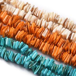 (52) Непрозрачная лаванда Естественных пресноводных оболочки бисер нитей, квадратный, разноцветные, 11~16.5x10~13x1~7 мм, отверстие : 1.2 мм, около 190 шт / нитка, 14.96 дюйм (38 см)