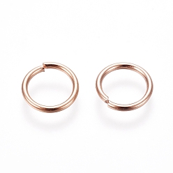 Розовое Золото 304 из нержавеющей стали открыты кольца прыжок, розовое золото , 18 датчик, 7x1 мм, Внутренний диаметр: 4.5 мм