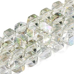 Нектар Стеклянные бусины с гальваническим покрытием , многоугольник, граненые, с половиным покрытием, нектар, 11~12x10.5~11x9 мм, отверстие : 0.9~1 мм, около 59~60 шт / нитка, 26.38~26.77'' (67~68 см)
