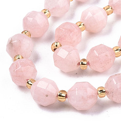 Pink Natural Dolomite Beads Strands, Faceted, Dyed, Round, Pink, 8x8mm, Hole: 1.2mm, about 33pcs/strand, 15.16 inch~15.35 inch(38.5cm~39cm)