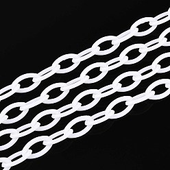 Бежевый ABS пластиковые кабельные цепи, овальные, бежевые, 13x7~7.5x2 мм, около 15.35~15.74 дюйм (39~40 см) / прядь