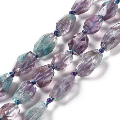 Amethyst Natürlichen Amethyst Perlen Stränge, gefärbt, facettiert, Vieleck, 15~24x11.5~12x10~13 mm, Bohrung: 1.6 mm, ca. 16~24 Stk. / Strang, 16.54~17.13 Zoll (42~43.5 cm)