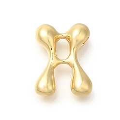 Letter A Стойки обшивки латунные бусины, письмо-шар, для изготовления именных ожерелий, долговечный, без свинца и без кадмия, реальный 18 k позолоченный, буква a, 23.5x17x7 мм, отверстие : 2 мм