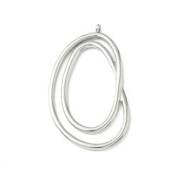 Нержавеющая Сталь Цвет 304 из нержавеющей стали большие кулоны, овальный шарм, анти-тускнение, цвет нержавеющей стали, 54x31x2.5 мм, отверстие : 2.5 мм