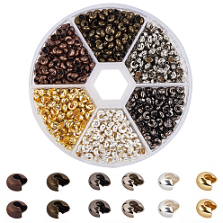 (52) Непрозрачная лаванда 900шт 6 цвета железные обжимные бусины крышки, разноцветные, 3 мм, отверстие : 1.2~1.5 мм, 150 шт / цвет