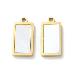 Rectangle Ионное покрытие (ip) 304 брелоки из нержавеющей стали, с паве-ракушкой, реальный 18 k позолоченный, прямоугольные, 13.5x7x1.5 мм, отверстие : 1.2 мм