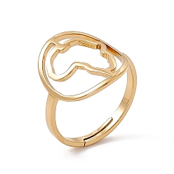 Настоящее золото 18K Ионное покрытие (ip) 201 полое кольцо из нержавеющей стали с африканской картой, регулируемое для женщин, реальный 18 k позолоченный, размер США 6 (16.5 мм)