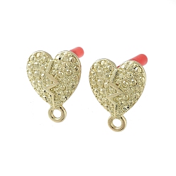 Сердце Фурнитура для серег-гвоздиков из золотого сплава, с петлями и 304 штифтами из нержавеющей стали, без кадмия, без никеля и без свинца, сердце, 15.5x12 мм, отверстие : 1.6 мм, штифты : 0.7x9.5 мм