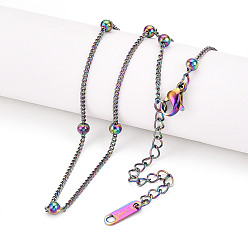 Rainbow Color Ионное покрытие (ip) 304 ожерелье-цепочка из нержавеющей стали для мужчин и женщин, Радуга цветов, 15.55~16.18 дюйм (39.5~41.1 см)