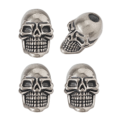 Античное Серебро 4шт. латунные европейские бусины, бусины с большим отверстием, античное серебро, 24.5x16x17 мм, отверстие : 6 мм