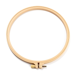 Pale Goldenrod Plastic Imitation Bamboo Cross Stitch Embroidery Hoops, Sewing Tools Accessory, Round, Pale Goldenrod, 200mm