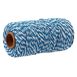 Licht Himmel blau Zweifarbige Baumwollfäden, Makramee-Schnur, dekorative Schnurfäden, für DIY, Geschenkverpackung und Schmuckherstellung, Licht Himmel blau, 2 mm, ca. 109.36 Yards (100 m)/Rolle
