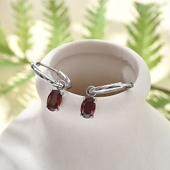 Нержавеющая Сталь Цвет 304 серьги-кольца из нержавеющей стали с микропаве из циркония, овальные, цвет нержавеющей стали, 20 мм, штифты : 0.8 мм