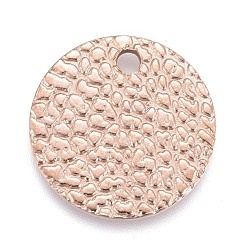 Розовое Золото Ионное покрытие (ip) 304 брелоки из нержавеющей стали, , лазерная резка, плоско-круглые, розовое золото , 12x1 мм, отверстие : 1 мм