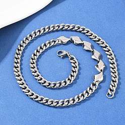 Нержавеющая Сталь Цвет 304 кубинские звенья из нержавеющей стали, ожерелья с ромбовидными звеньями для мужчин и женщин, ручная полировка, не тускнеет, цвет нержавеющей стали, 19.88 дюйм (50.5 см)