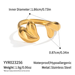 Сердце Регулируемые 304 манжеты из нержавеющей стали с открытыми кольцами для женщин, реальный 18 k позолоченный, сердце, 8.7 мм, внутренний диаметр: 18.6 мм