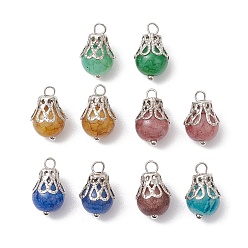 (52) Непрозрачная лаванда 10 шт. Стеклянные подвески, круглые, С выводами из меди и железа, разноцветные, 13.5x9 мм, отверстие : 1.8 мм