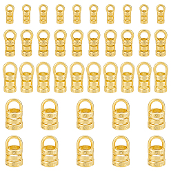 Настоящее золото 18K 40шт. 4 стили латунные наконечники шнура, реальный 18 k позолоченный, 7.2~11x2.5~6 мм