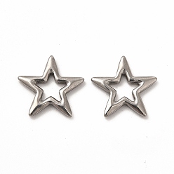 Нержавеющая Сталь Цвет Не тускнеет 304 соединительные кольца из нержавеющей стали, звезда, цвет нержавеющей стали, 15x14x2 мм, внутренний диаметр: 5x3.5 мм