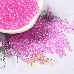 Ярко-Розовый Стеклянные бусины прозрачных цветов, рондель, ярко-розовый, 6/0, 4x3 мм, отверстие : 1.4 мм, Около 5700 шт / фунт