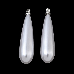 Платина Подвески из АБС-пластика с жемчугом, слеза, с петлей из сплава, платина, 32x8 мм, отверстие : 1.6 мм