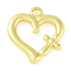 Настоящее золото 18K 304 подвески из нержавеющей стали, сердце с крестиком, реальный 18 k позолоченный, 20.5x19x2.5 мм, отверстие : 2.8 мм