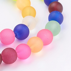 Mixed Color Frosted Glass Beads Strands, Round, Mixed Color, 10mm, Hole: 1mm, about 43pcs/strand, 16 inch