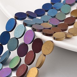 (52) Непрозрачная лаванда Гальванизировать немагнитных синтетический гематит бисер пряди, матовые, овальные, разноцветные, 14x10x3 мм, отверстие : 1 мм, около 29 шт / нитка, 15.7 дюйм