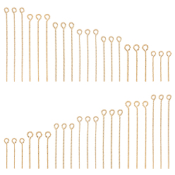 Настоящее золото 18K 70шт. 7 стили латунные штифты с поворотным ушком, ювелирная фурнитура для плетения бижутерий, реальный 18 k позолоченный, 18~20 датчик, 20~49x3~3.5x0.8~1 мм, отверстие : 1.8~2 мм, 10 шт / стиль