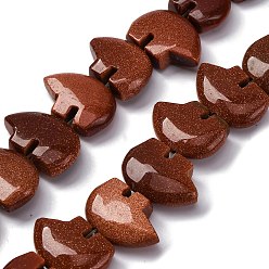 Камень с Пылевым Золотом Синтетические голдстоуновские бисер пряди, Zuni медведь, 12~13x18.5~19.5x6~6.5 мм, отверстие : 1 мм, около 28~33 шт / нитка, 12.99~16.54 дюйм (33~42 см)