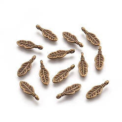 Античная Бронза Сплавочные подвески тибетского стиля, лист, без кадмия, без никеля и без свинца, античная бронза, 17x6x1.5 мм, отверстие : 1 мм