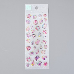 Diamond Epoxy Resin Sticker, for Scrapbooking, Travel Diary Craft, Diamond Pattern, 0.7~1.7x0.8~1.6cm