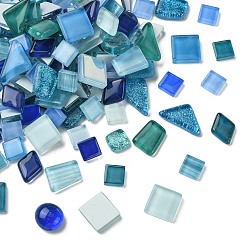 Синий Кабошоны из стекла, мозаичные плитки, для поделок из мозаики своими руками, рамы для картин, синие, 9.5~23x9.5~19.5x3.5~8 мм, Около 925 шт / 1000 г