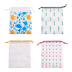 Смешанные Узоры 60шт 4 стиль пластиковые матовые сумки с завязками, прямоугольные, смешанные узоры, 20x16x0.02~0.2 см, 15 шт / стиль