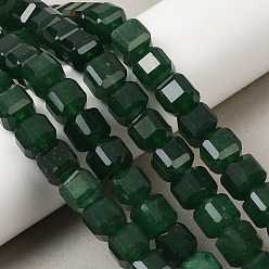 Зеленый Бусины из натурального белого нефрита, граненые настольные бусины в форме куба, окрашенные, зелёные, 7.5~8x8x8 мм, отверстие : 1 мм, около 37 шт / нитка, 11.81'' (30 см)