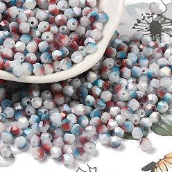 Стально-синий Двухцветный стеклянный бисер, окрашенный в технике запекания, граненые двухконусные, стальной синий, 4.5x4 мм, отверстие : 1 мм, Около 6428 шт / фунт