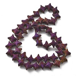 С Фиолетовым Покрытием Гальванические бусины из натуральной лавы, звезда, с фиолетовым покрытием, 9.5x9.5 мм, отверстие : 1 мм, около 48 шт / нитка, 14.57'' (37 см)